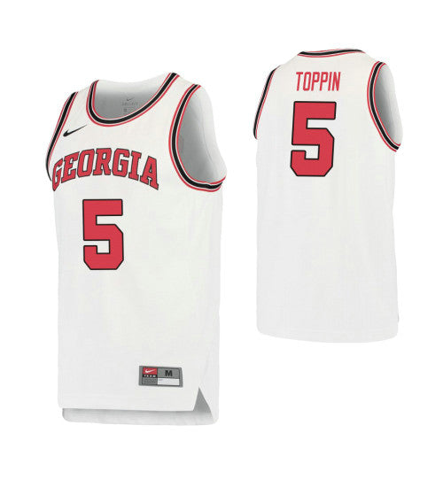 Georgia Bulldogs 5 Jojo Toppin Retro Performance College Basketball Jersey White retro stitched fan jersey RTJ5306