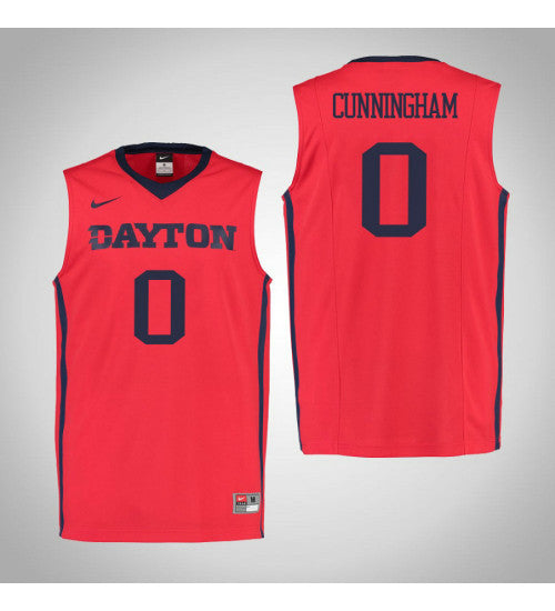 Dayton Flyers 0 Josh Cunningham College Basketball Jersey Red 6792 retro stitched fan jersey RTJ5857 image 1