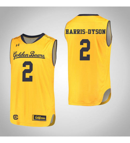 California Golden Bears 2 Juhwan Harris Dyson College Basketball Jersey Gold 635 retro stitched fan jersey RTJ12014