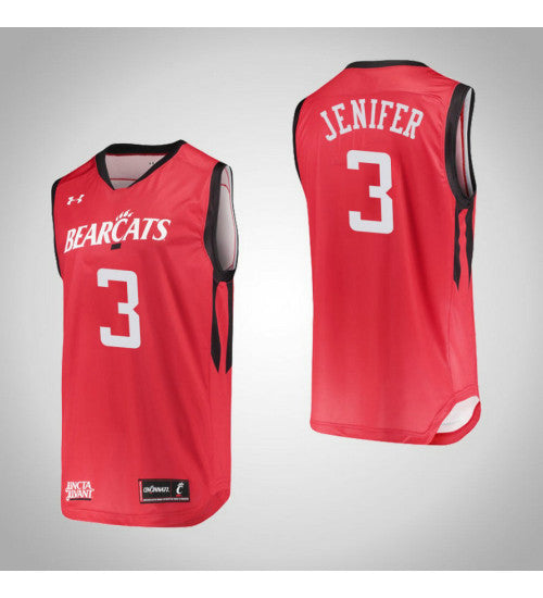 Cincinnati Bearcats 3 Justin Jenifer College Basketball Jersey Red retro stitched fan jersey RTJ11908 image 1