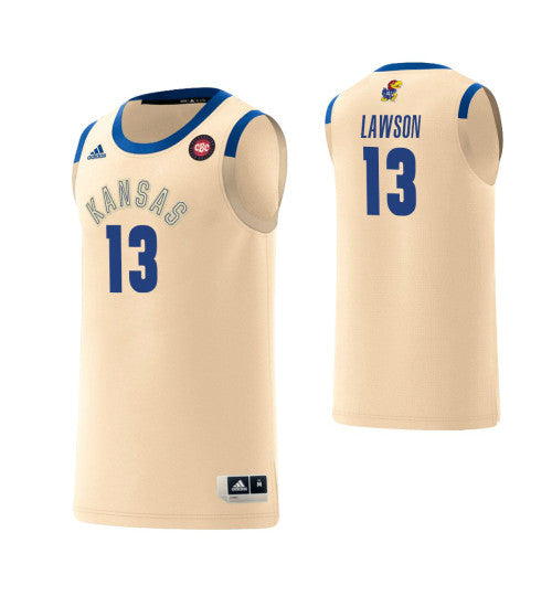 Kansas Jayhawks 13 Kj Lawson Harlem Renaissance College Basketball Jersey Cream retro stitched fan jersey RTJ10658