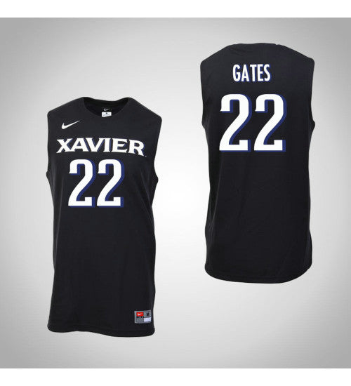 Xavier Musketeers 22 Kaiser Gates College Basketball Jersey Black retro stitched fan jersey RTJ6766 image 1