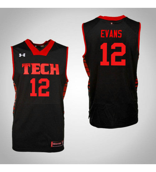 Texas Tech Red Raiders 12 Keenan Evans College Basketball Jersey Black retro stitched fan jersey RTJ7704 image 1