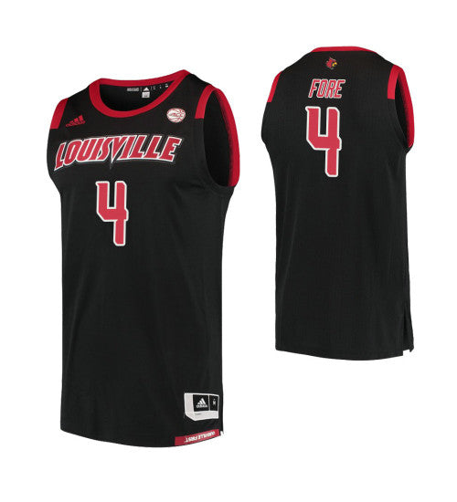 Louisville Cardinals 4 Khwan Fore College Basketball Jersey Black retro stitched fan jersey RTJ10196 image 1