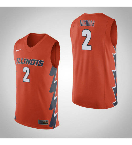 Illinois Fighting Illini 2 Kipper Nichols College Basketball Jersey Orange retro stitched fan jersey RTJ5131 image 1