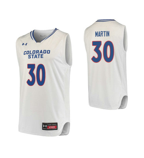 Colorado State Rams 30 Kris Martin College Basketball Jersey White retro stitched fan jersey RTJ5914 image 1