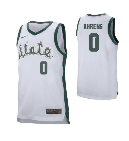 Michigan State Spartans 0 Kyle Ahrens College Basketball Jersey White retro stitched fan jersey RTJ3976 image 1