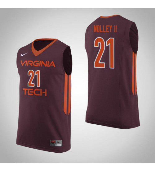 Virginia Tech Hokies 21 Landers Nolley Ii College Basketball Jersey Maroon retro stitched fan jersey RTJ1317 image 1