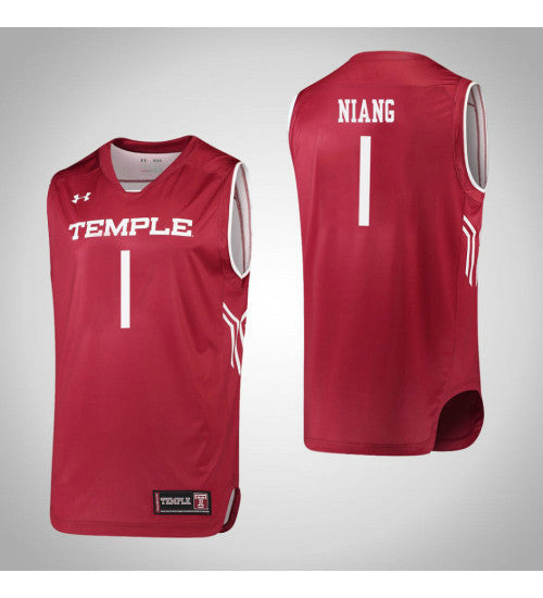 Temple Owls 1 Lena Niang College Basketball Jersey Red retro stitched fan jersey RTJ7933 image 1