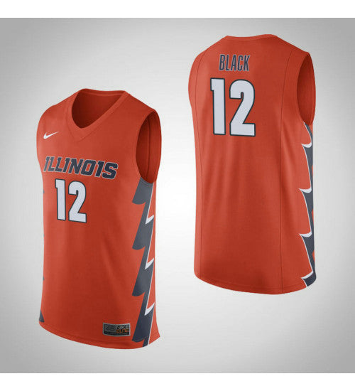 Illinois Fighting Illini 12 Leron Black College Basketball Jersey Orange retro stitched fan jersey RTJ11009 image 1