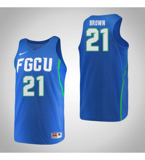 Florida Gulf Coast Eagles 21 Liberty Brown College Basketball Jersey Blue retro stitched fan jersey RTJ5429 image 1