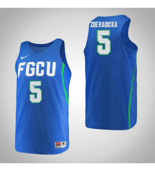 Florida Gulf Coast Eagles 5 Lisa Zderadicka College Basketball Jersey Blue retro stitched fan jersey RTJ11303 image 1