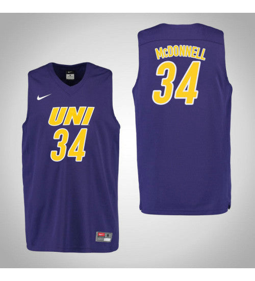 Northern Iowa Panthers 34 Luke Mcdonnell College Basketball Jersey Purple retro stitched fan jersey RTJ3018 image 1