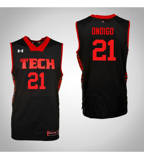Texas Tech Red Raiders 21 Malik Ondigo College Basketball Jersey Black retro stitched fan jersey RTJ7695 image 1