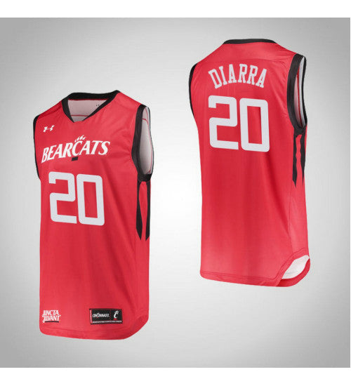 Cincinnati Bearcats 20 Mamoudou Diarra College Basketball Jersey Red retro stitched fan jersey RTJ6022 image 1