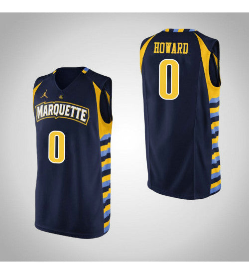 Marquette Golden Eagles 0 Markus Howard College Basketball Jersey Navy retro stitched fan jersey RTJ4170 image 1