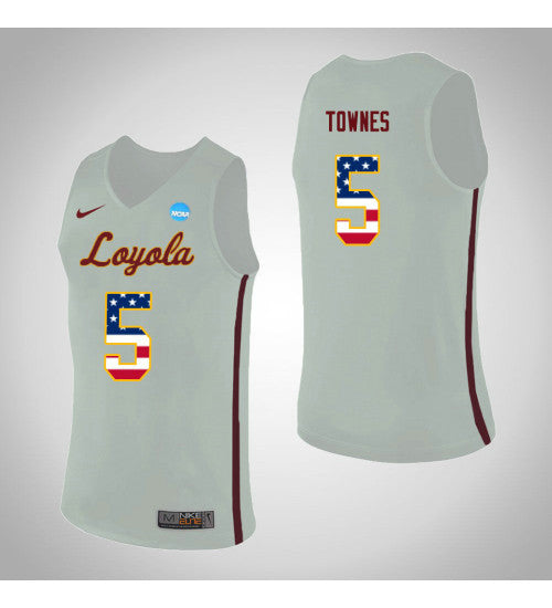 Loyola Chi Ramblers 5 Marques Townes USA Flag College Basketball Jersey White retro stitched fan jersey RTJ10123 image