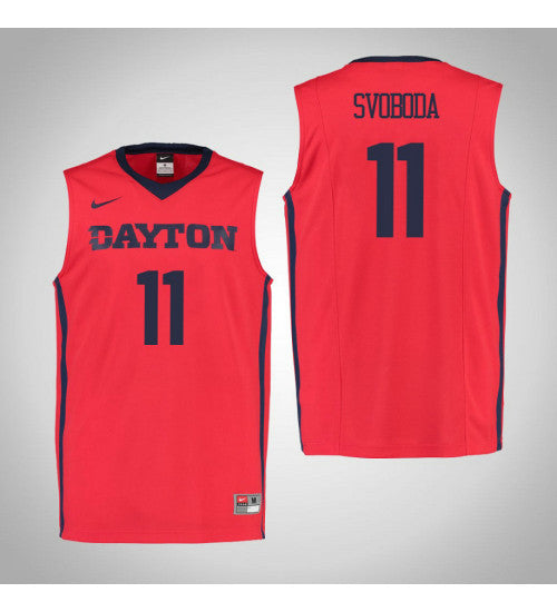 Dayton Flyers 11 Matej Svoboda College Basketball Jersey Red 914 retro stitched fan jersey RTJ11735 image 1