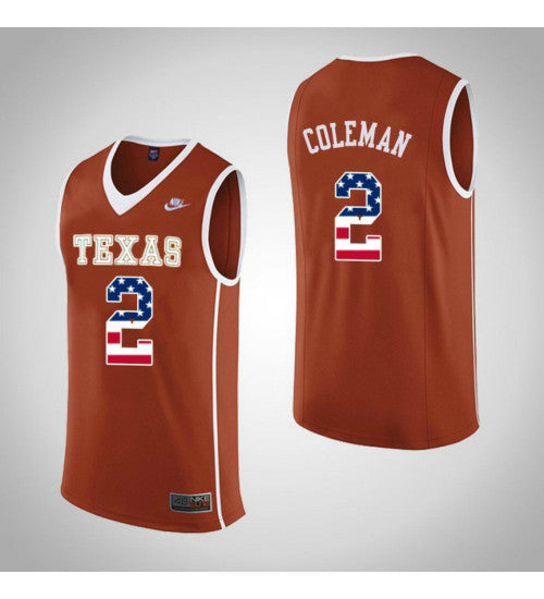 Texas Longhorns 2 Matt Coleman College Basketball Jersey Orange 10635 retro stitched fan jersey RTJ2014 image 1