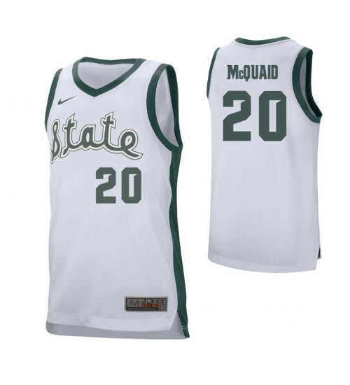 Michigan State Spartans 20 Matt Mcquaid College Basketball Jersey White retro stitched fan jersey RTJ9725 image 1