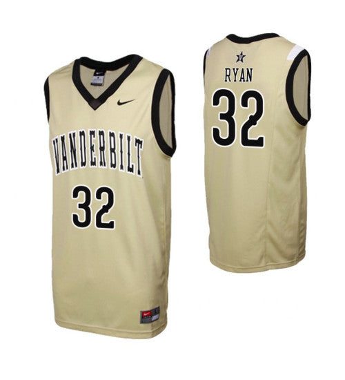 Vanderbilt Commodores Matt Ryan College Basketball Jersey Gold retro stitched fan jersey RTJ1529 image 1