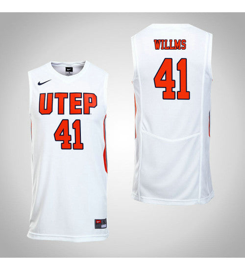 UTEP Miners 41 Matt Willms College Basketball Jersey White retro stitched fan jersey RTJ7313 image 1