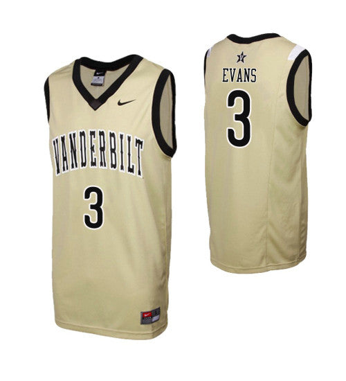Vanderbilt Commodores 3 Maxwell Evans Gold College Basketball Jersey retro stitched fan jersey RTJ7297 image 1