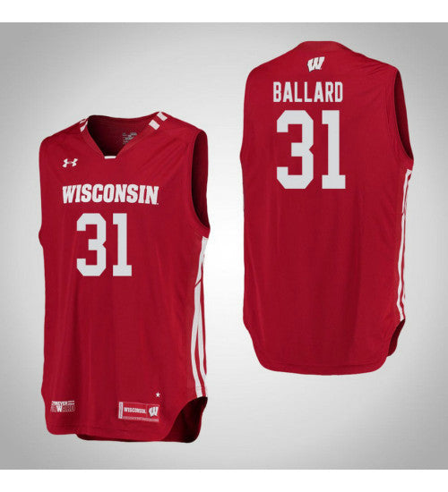 Wisconsin Badgers 31 Michael Ballard College Basketball Jersey Red retro stitched fan jersey RTJ6788 image 1