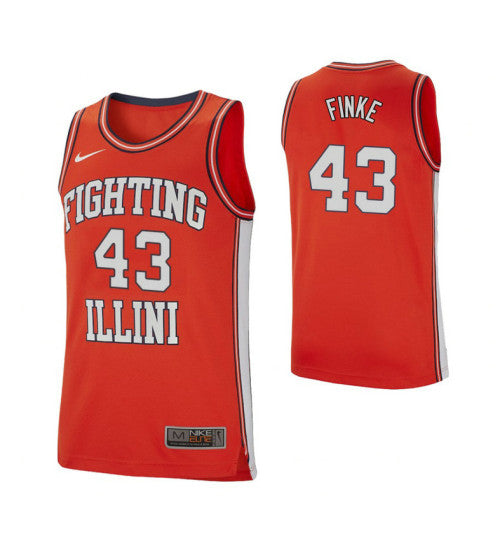 Illinois Fighting Illini 43 Michael Finke Retro Performance College Basketball Jersey Orange retro stitched fan jersey