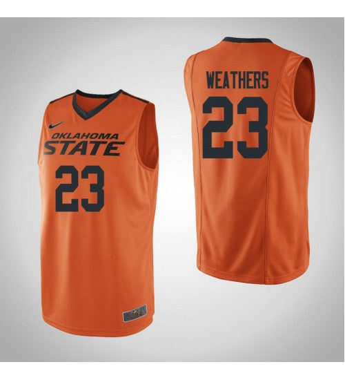 Oklahoma St Cowboys 23 Michael Weathers College Basketball Jersey Orange retro stitched fan jersey RTJ2702 image 1