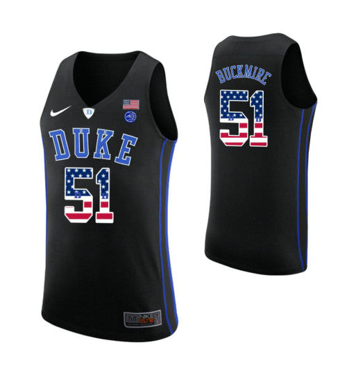 Duke Blue Devils 51 Mike Buckmire USA Flag College Basketball Jersey Black retro stitched fan jersey RTJ5573 image 1