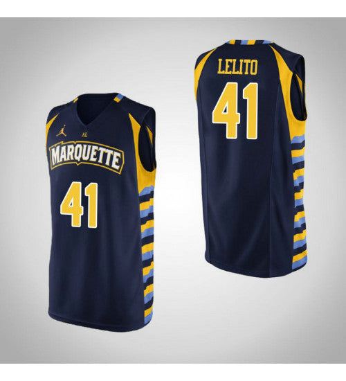 Marquette Golden Eagles 41 Mike Lelito College Basketball Jersey Navy retro stitched fan jersey RTJ10002 image 1