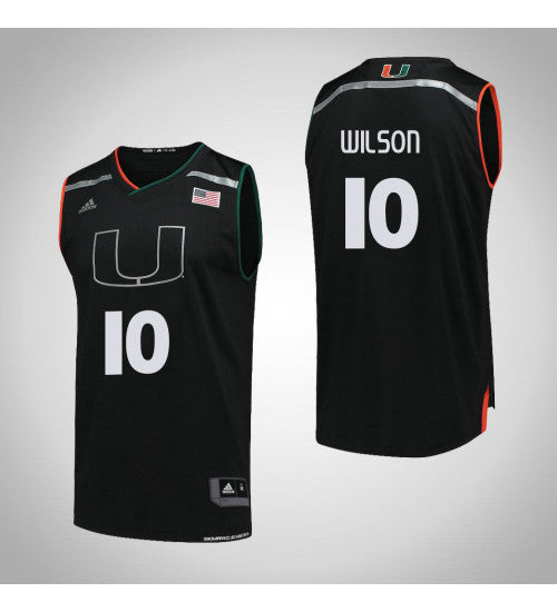 Miami Hurricanes 10 Miles Wilson College Basketball Jersey Black retro stitched fan jersey RTJ9876 image 1