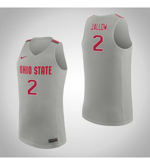 Ohio State Buckeyes 2 Musa Jallow College Basketball Jersey Pure Gray retro stitched fan jersey RTJ8656 image 1
