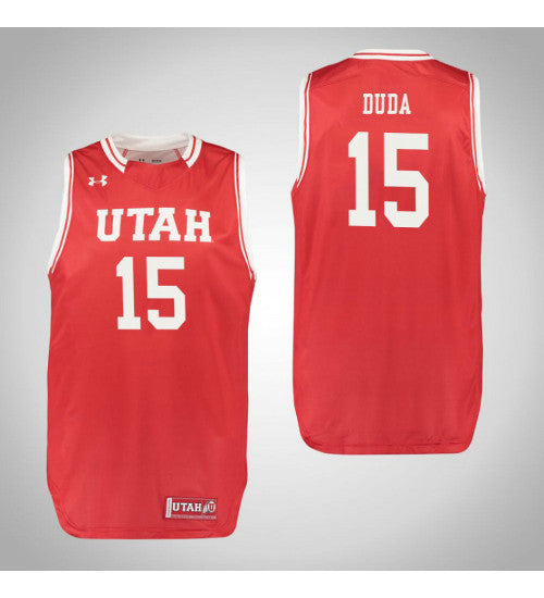 Utah Utes 15 Nate Duda College Basketball Jersey Red retro stitched fan jersey RTJ7353 image 1