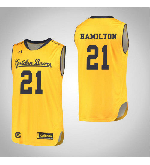 California Golden Bears 21 Nick Hamilton College Basketball Jersey Gold 647 retro stitched fan jersey RTJ12002 image 1