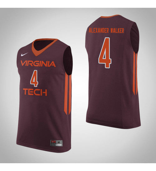 Virginia Tech Hokies 4 Nickeil Alexander Walker College Basketball Jersey Maroon retro stitched fan jersey RTJ1311
