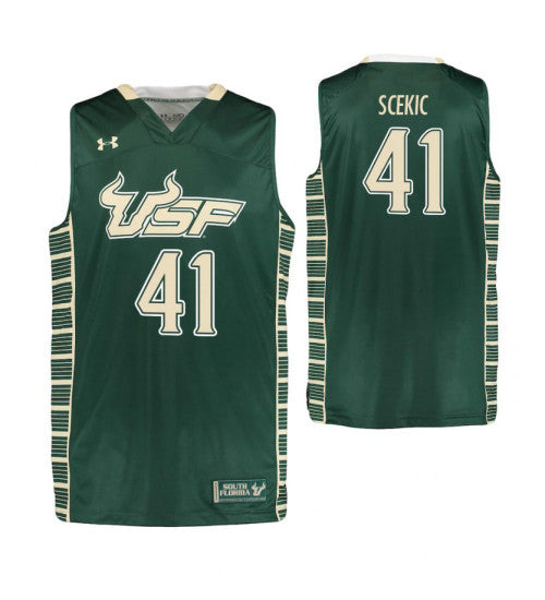South Florida Bulls 41 Nikola Scekic College Basketball Jersey Green retro stitched fan jersey RTJ8085 image 1