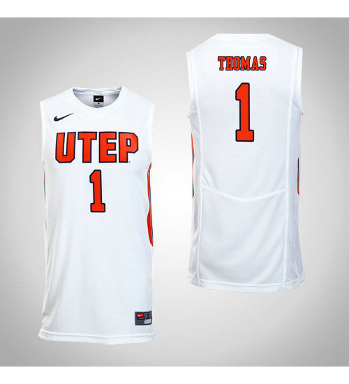 UTEP Miners 1 Paul Thomas College Basketball Jersey White retro stitched fan jersey RTJ1565 image 1