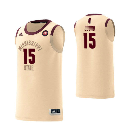 Mississippi State Bulldogs 15 Prince Oduro Harlem Renaissance College Basketball Jersey Cream retro stitched fan