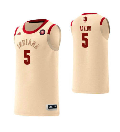 Indiana Hoosiers 5 Quentin Taylor Harlem Renaissance College Basketball Jersey Cream retro stitched fan jersey