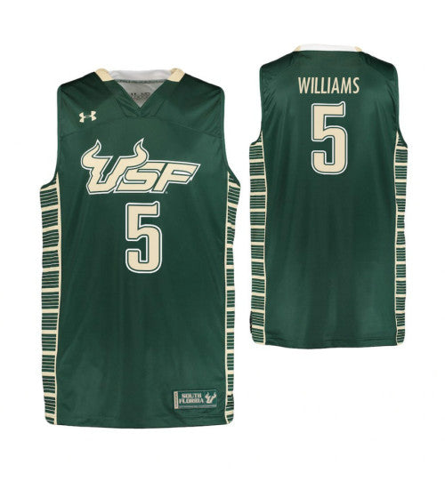 South Florida Bulls 5 Rashun Williams College Basketball Jersey Green retro stitched fan jersey RTJ8084 image 1