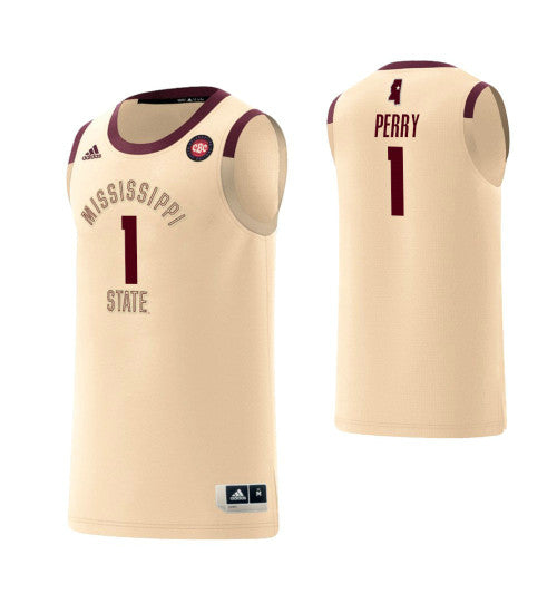 Mississippi State Bulldogs 1 Reggie Perry Harlem Renaissance College Basketball Jersey Cream retro stitched fan jersey