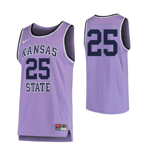 Kansas State Wildcats 25 College Basketball Jersey Purple retro stitched fan jersey RTJ4603 image 1