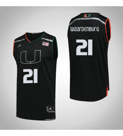 Miami Hurricanes 21 Sam Waardenburg College Basketball Jersey Black retro stitched fan jersey RTJ9850 image 1