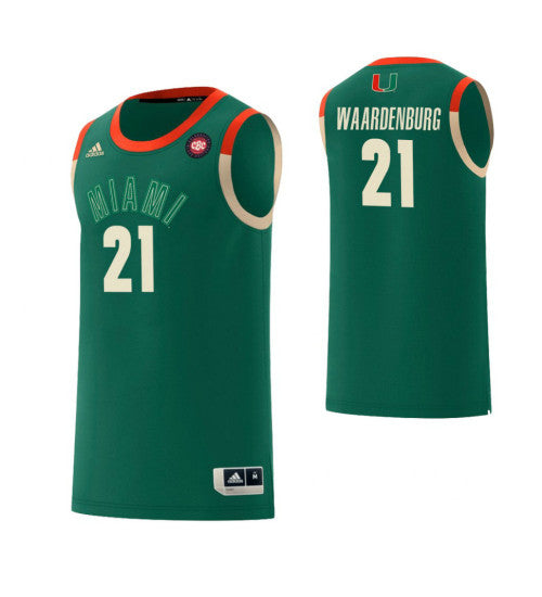 Miami Hurricanes 21 Sam Waardenburg Harlem Renaissance College Basketball Jersey Green retro stitched fan jersey