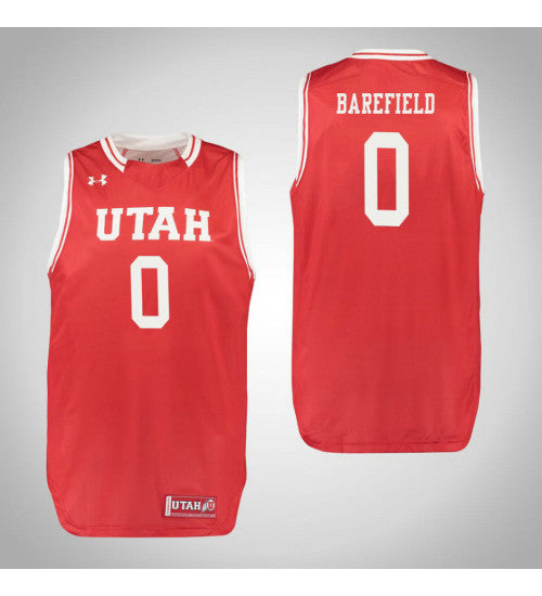 Utah Utes 0 Sedrick Barefield College Basketball Jersey Red retro stitched fan jersey RTJ1606 image 1