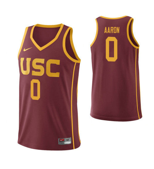USC Trojans 0 Shaqquan Aaron Cardinal College Basketball Jersey retro stitched fan jersey RTJ1727 image 1