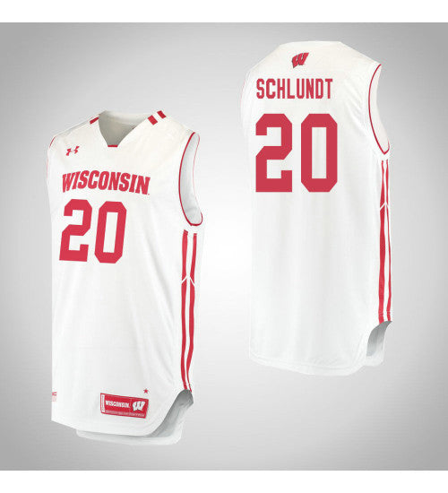 Wisconsin Badgers 20 Tj Schlundt College Basketball Jersey White retro stitched fan jersey RTJ1049 image 1