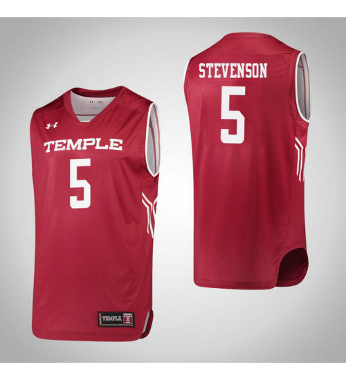 Temple Owls 5 Tajae Stevenson College Basketball Jersey Red retro stitched fan jersey RTJ7919 image 1